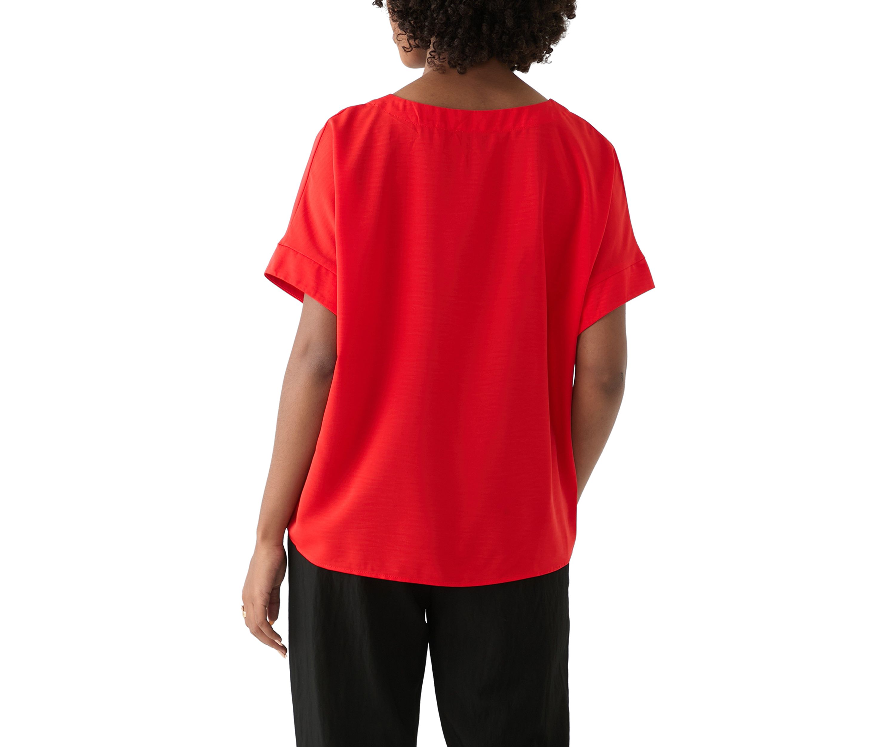 Womens Round Neck Button Blouse