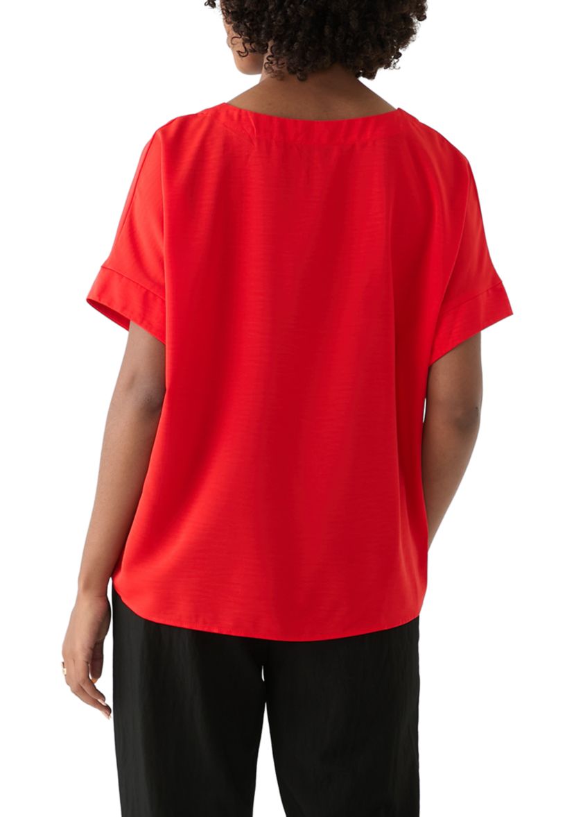 Womens Round Neck Button Blouse