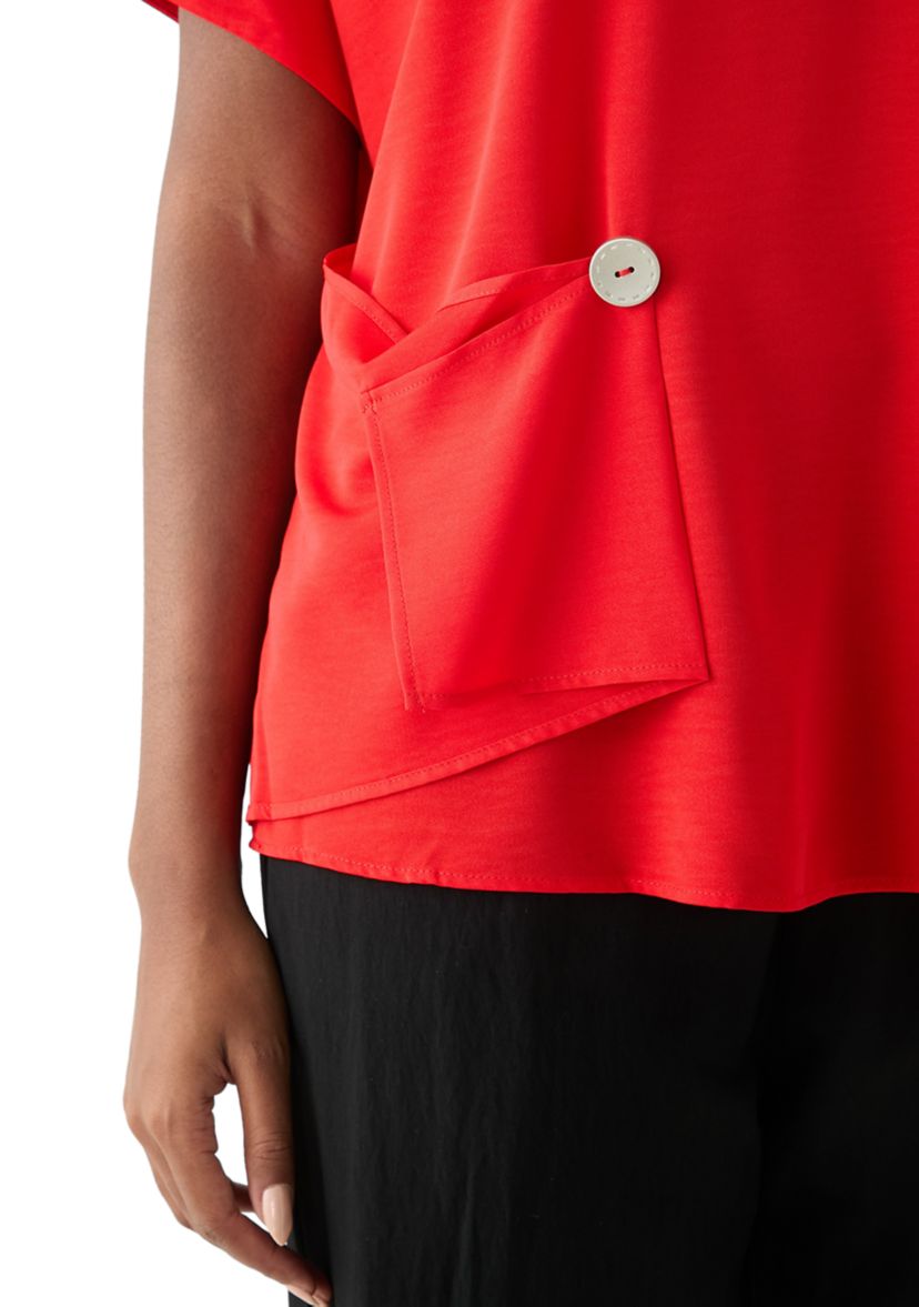 Womens Round Neck Button Blouse