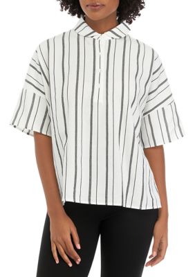 Women's Striped Collared Top