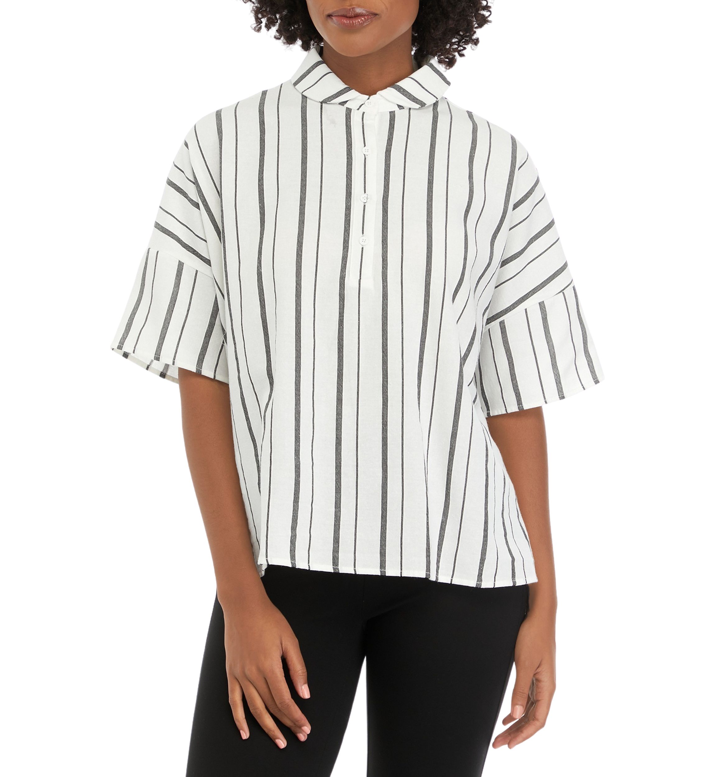 Womens Striped Collared Top