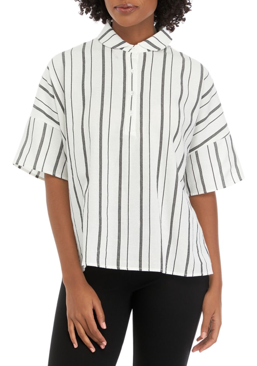 Womens Striped Collared Top