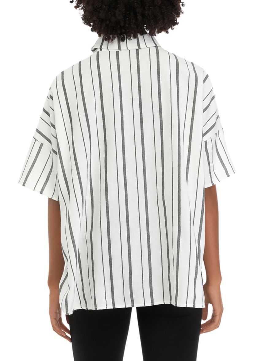 Womens Striped Collared Top