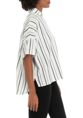 Women's Striped Collared Top