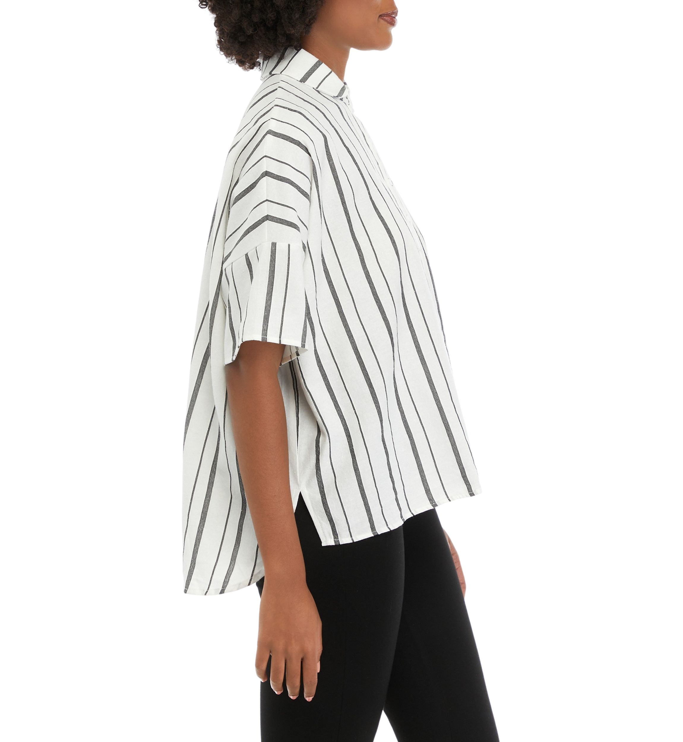 Womens Striped Collared Top