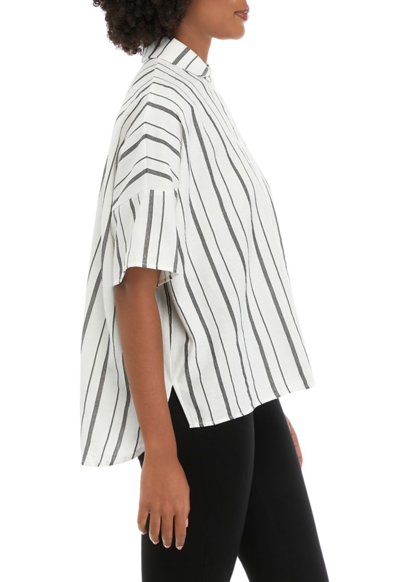 Womens Striped Collared Top