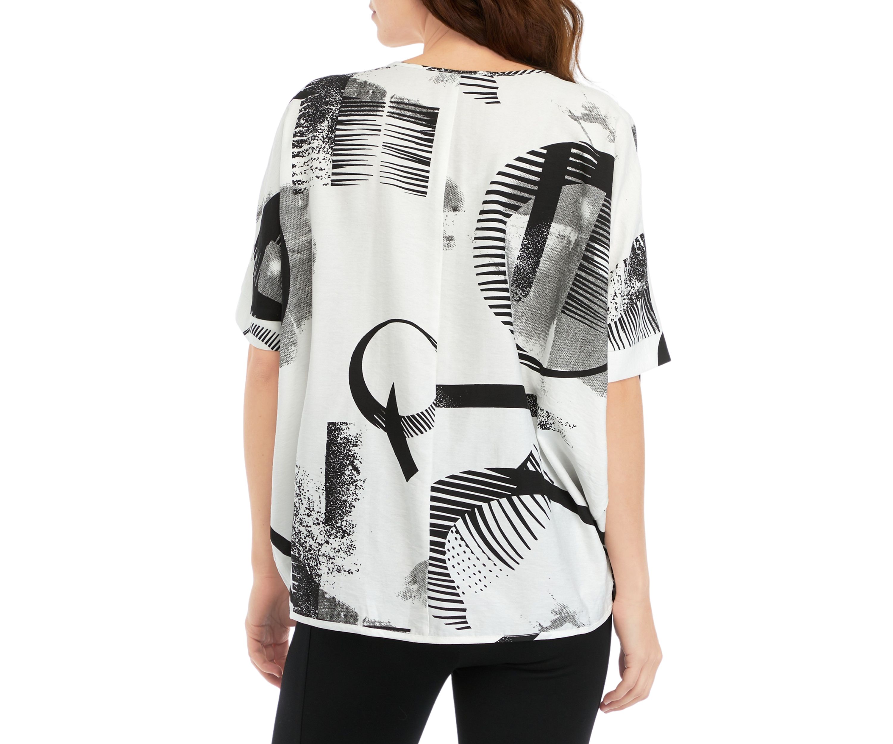 Womens Pleat Front Boxy Printed Blouse