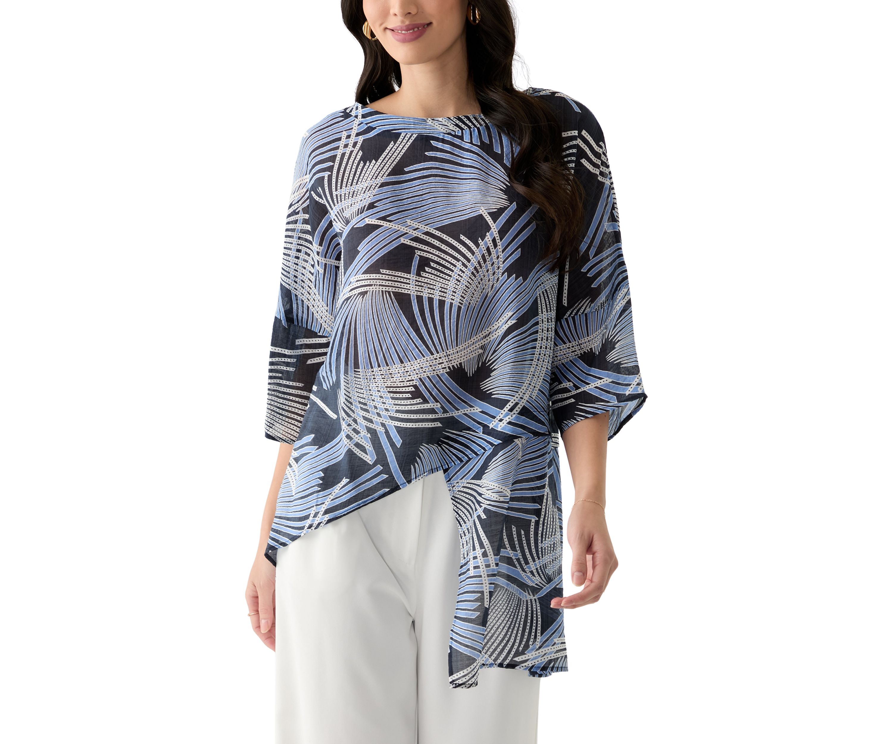 Womens Asymmetrical Printed Blouse