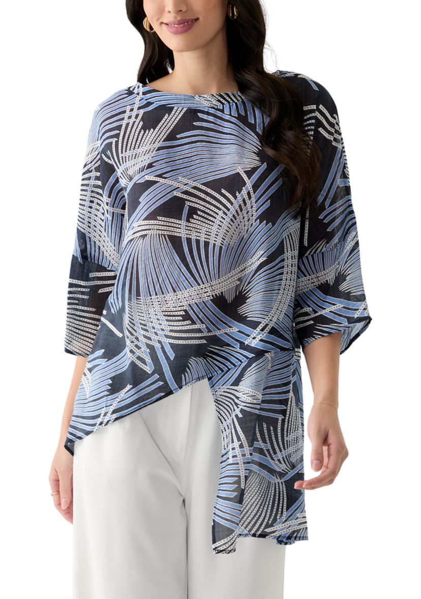 Womens Asymmetrical Printed Blouse