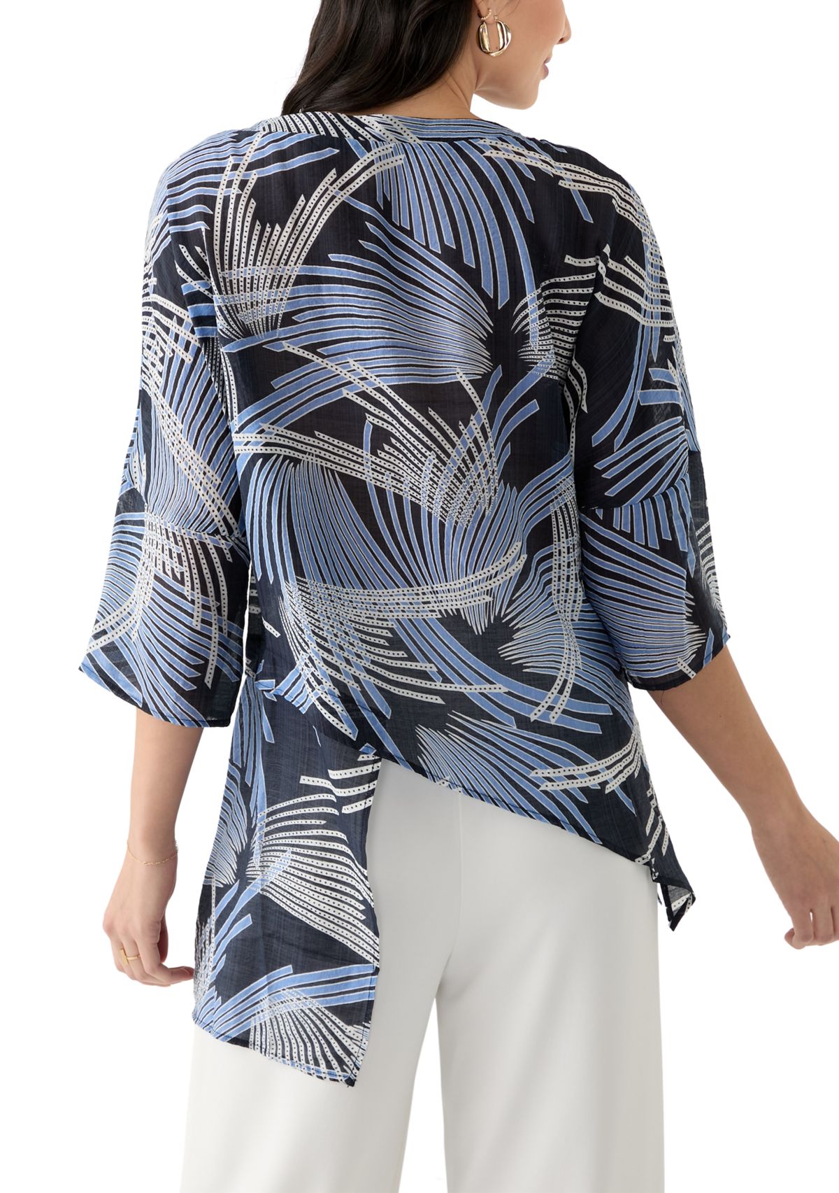 Womens Asymmetrical Printed Blouse