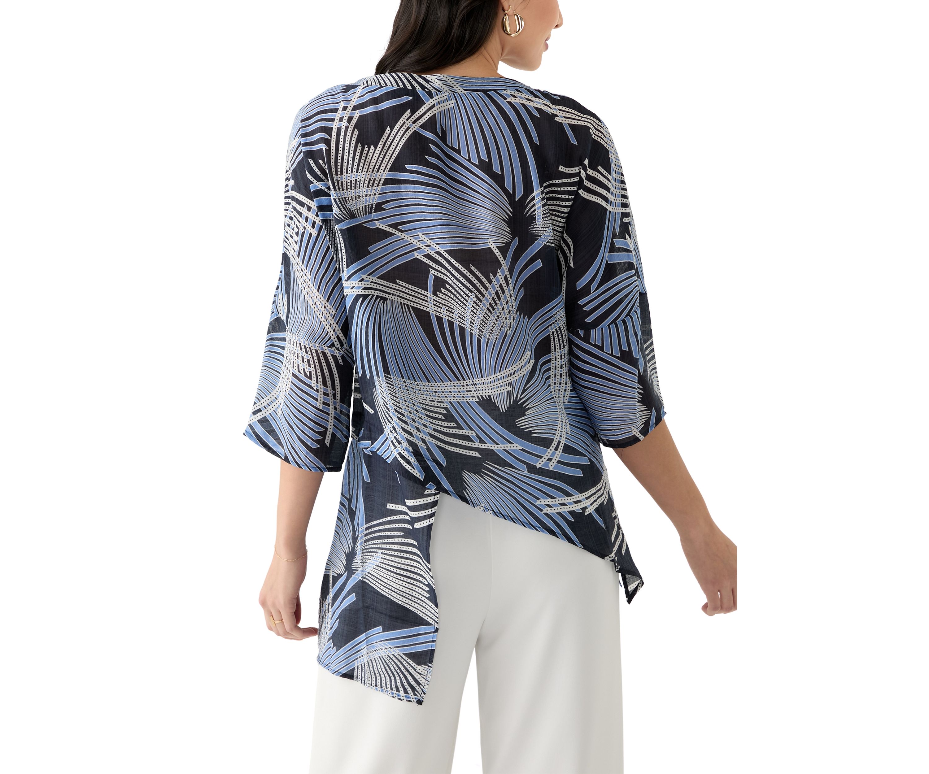 Womens Asymmetrical Printed Blouse