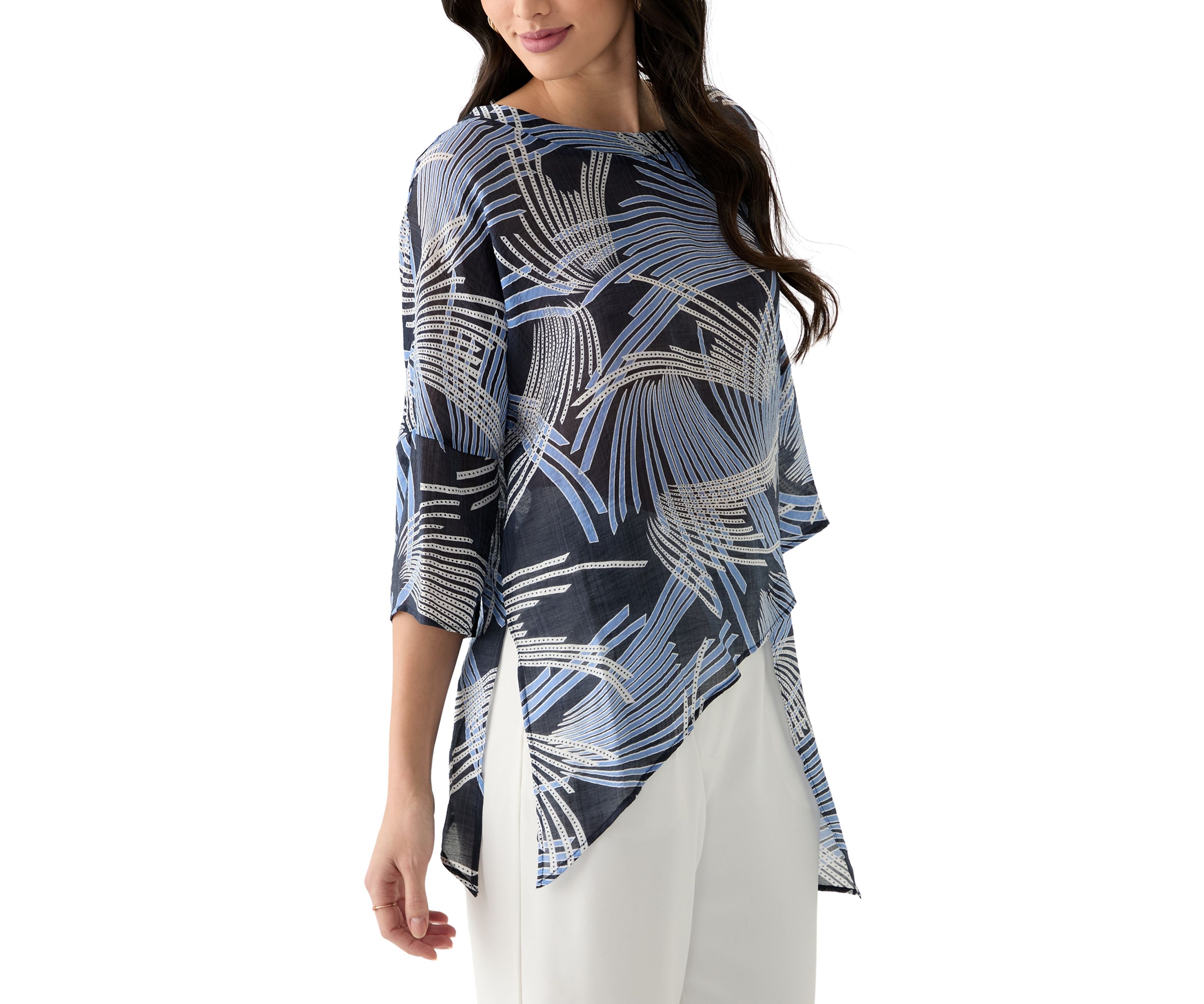 Womens Asymmetrical Printed Blouse