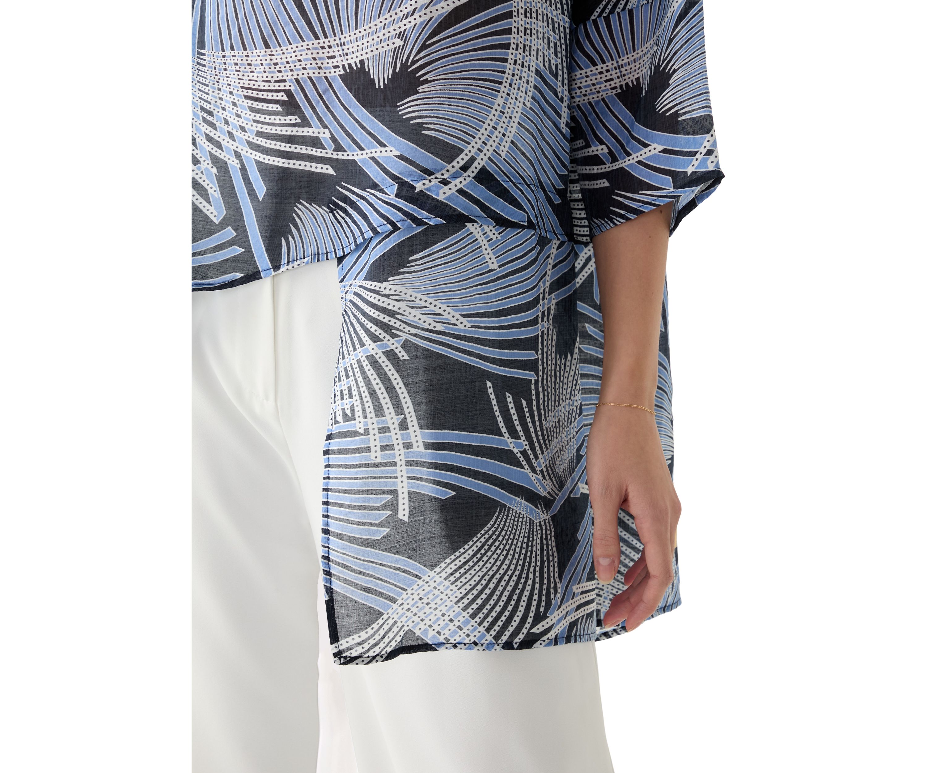 Womens Asymmetrical Printed Blouse