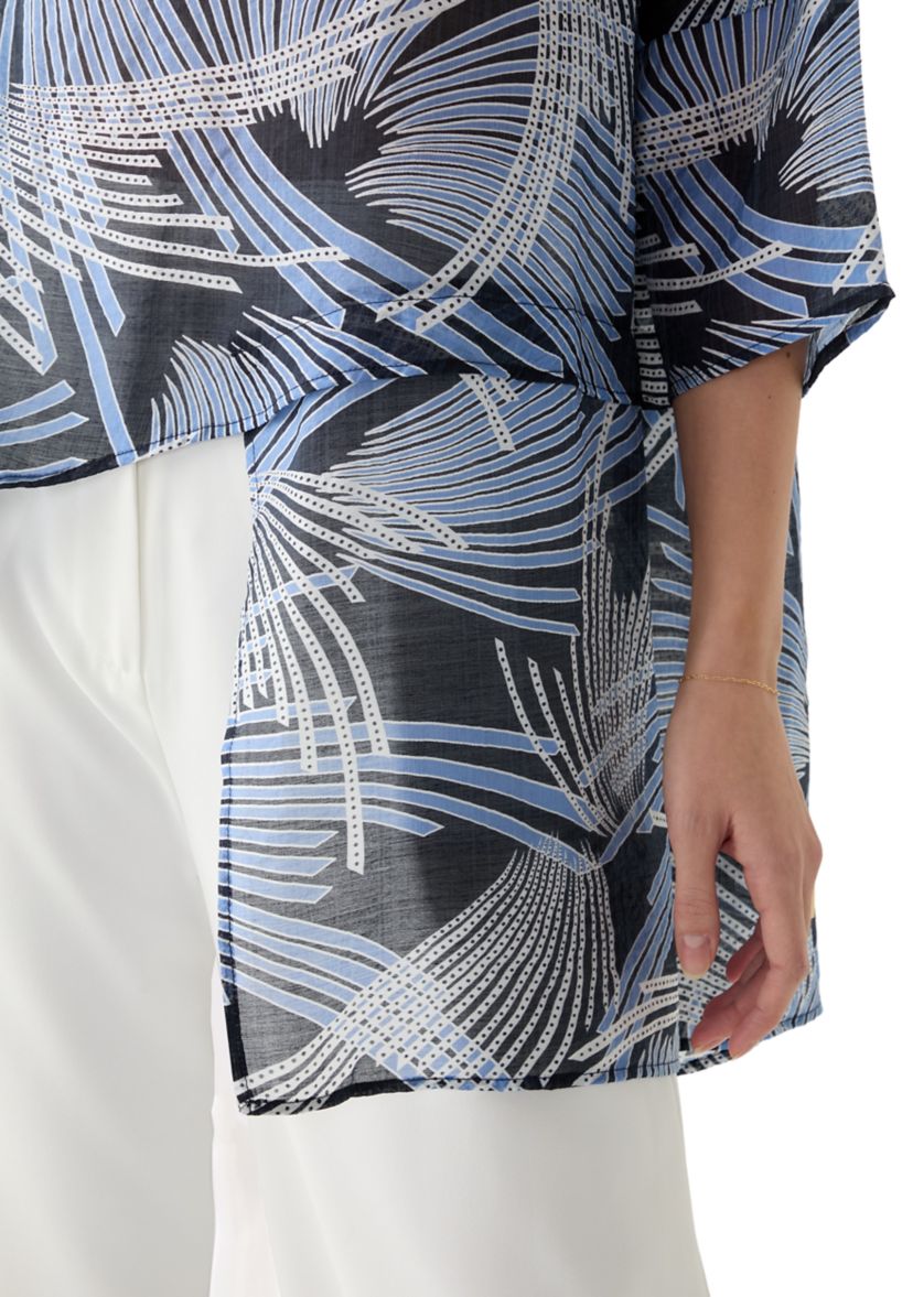 Womens Asymmetrical Printed Blouse