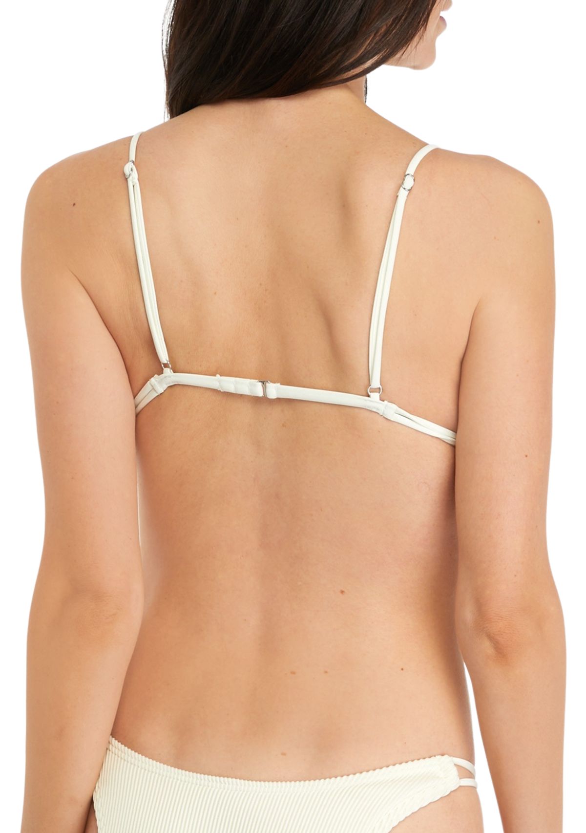 Sheer Ribbed Knit Sheer Bikini Swim Top