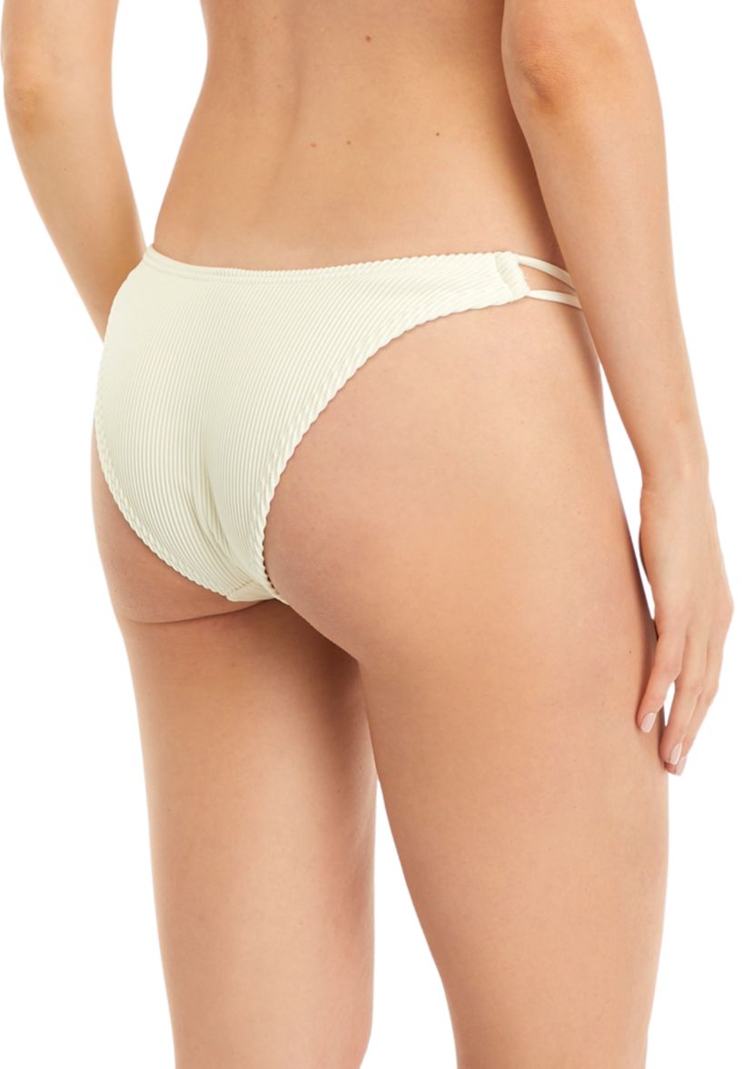 Sheer Ribbed Double Loop High Leg Bikini Swim Bottoms 