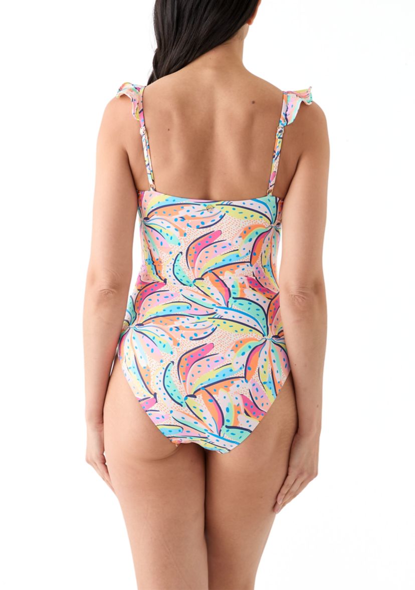Going Bananas Ruffle Sleeve One Piece Swimsuit 