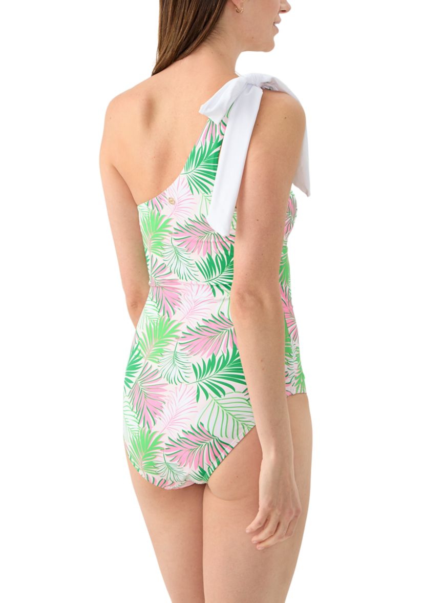 Multi Palms One Shoulder Bow Mio Swimsuit 