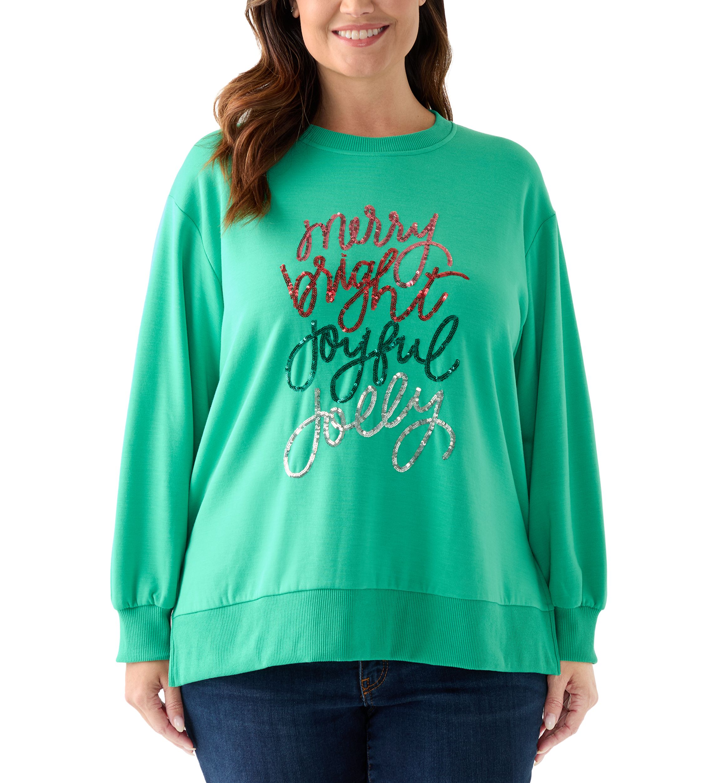 Plus Size Holiday Sequin Sweatshirt
