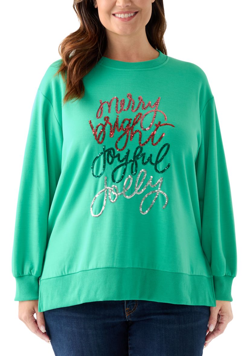 Plus Size Holiday Sequin Sweatshirt