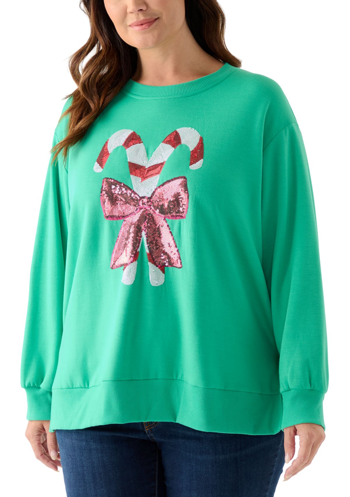 Plus Size Holiday Sequin Sweatshirt