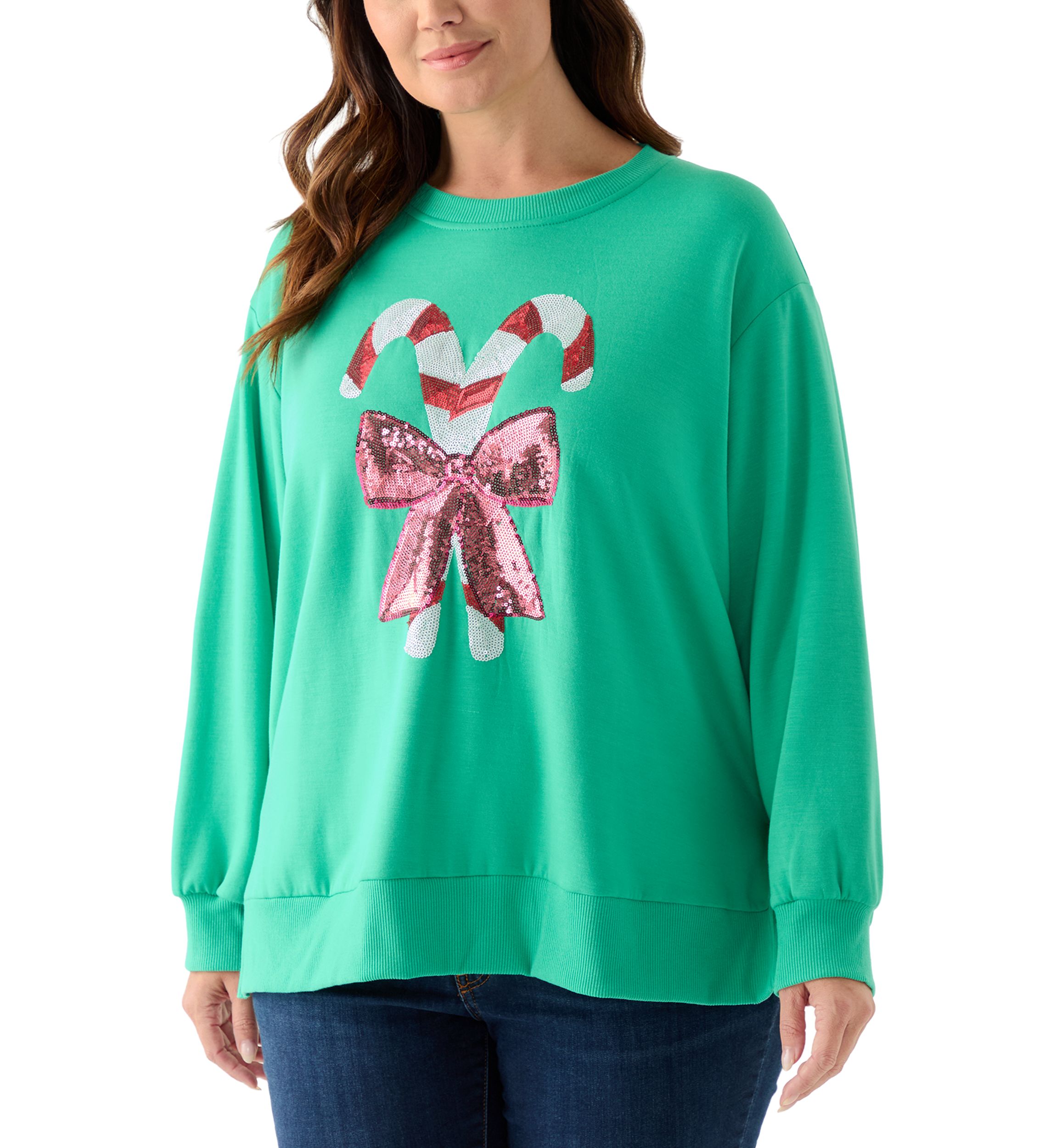 Plus Size Holiday Sequin Sweatshirt