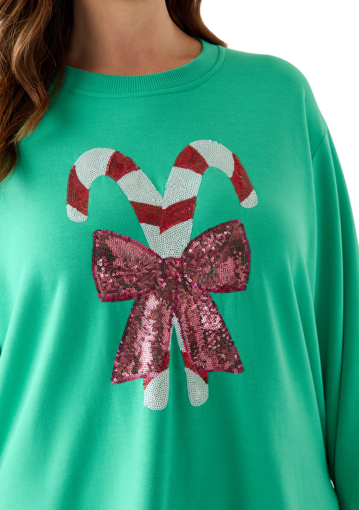 Plus Size Holiday Sequin Sweatshirt