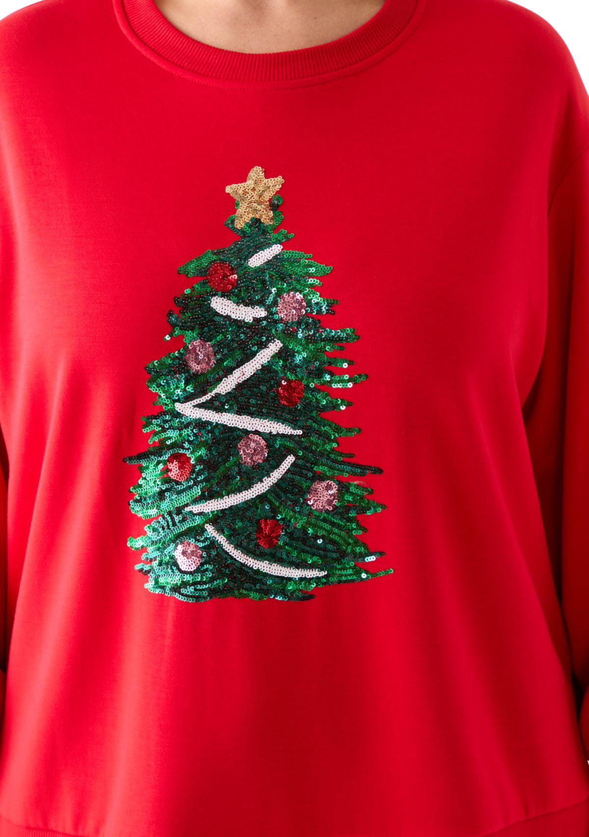Plus Size Sequence Christmas Tree Sweatshirt