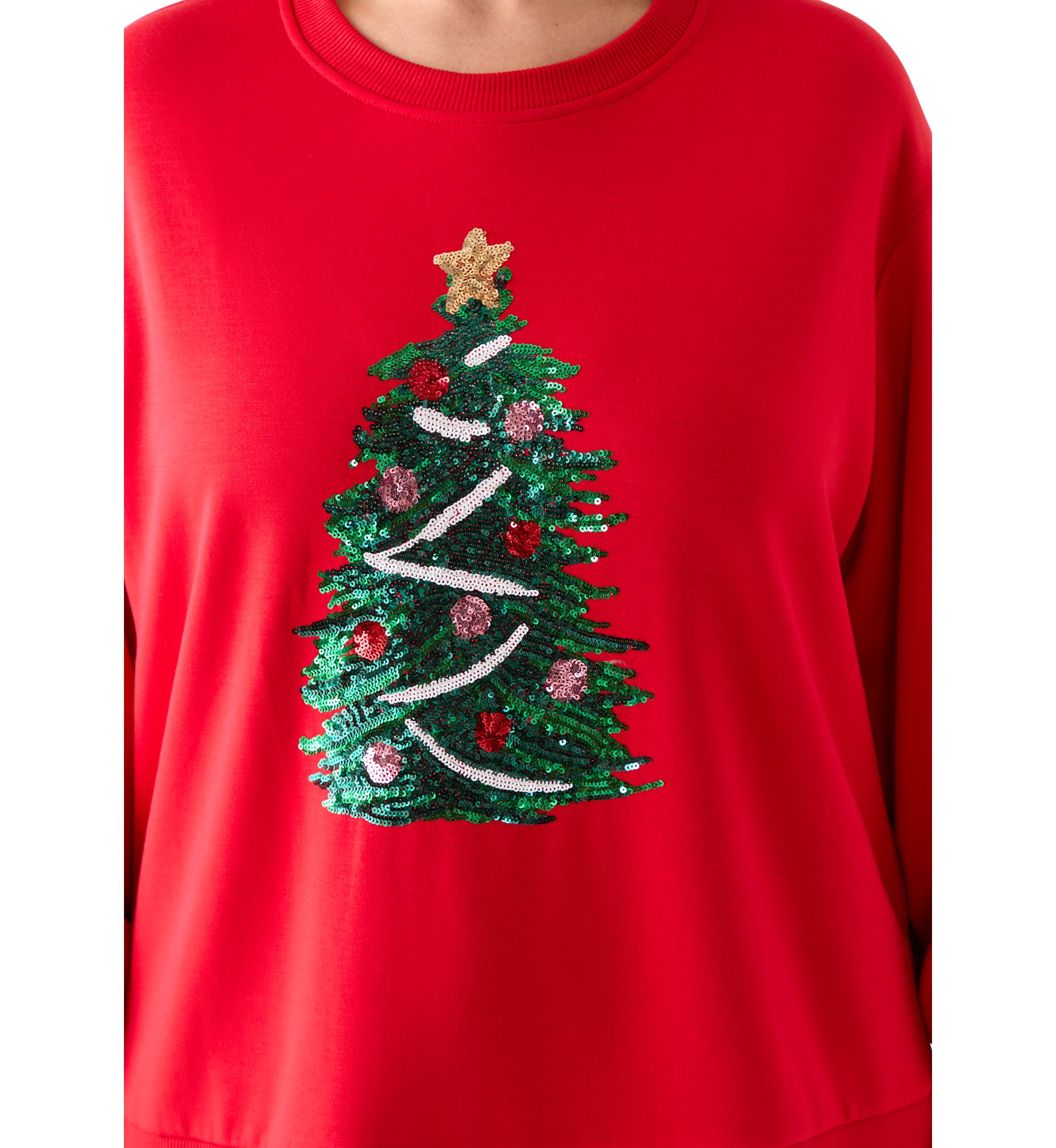 Plus Size Sequence Christmas Tree Sweatshirt