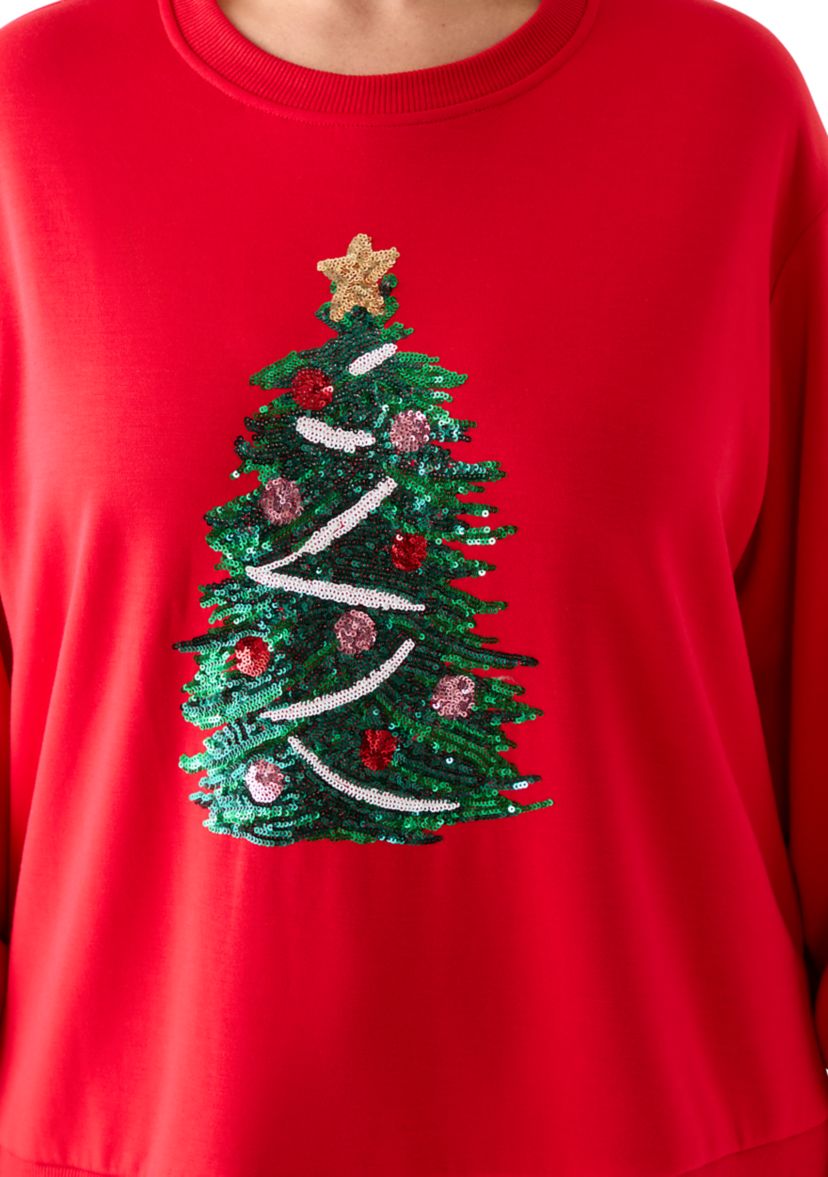 Plus Size Sequence Christmas Tree Sweatshirt