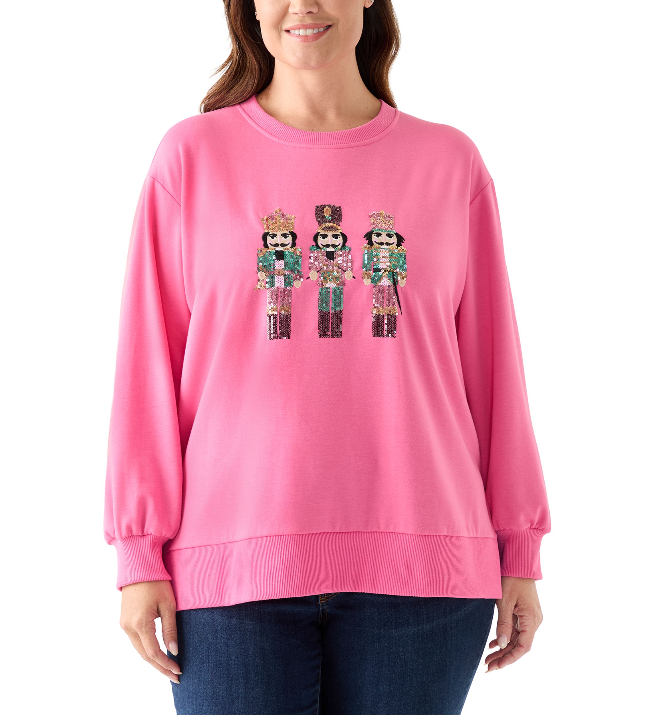 Plus Size Sequin Nutcracker Sweatshirt 