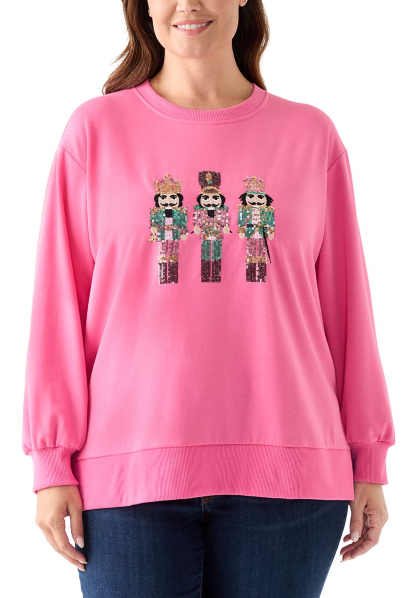 Plus Size Sequin Nutcracker Sweatshirt 
