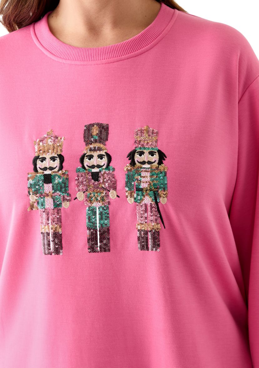 Plus Size Sequin Nutcracker Sweatshirt 