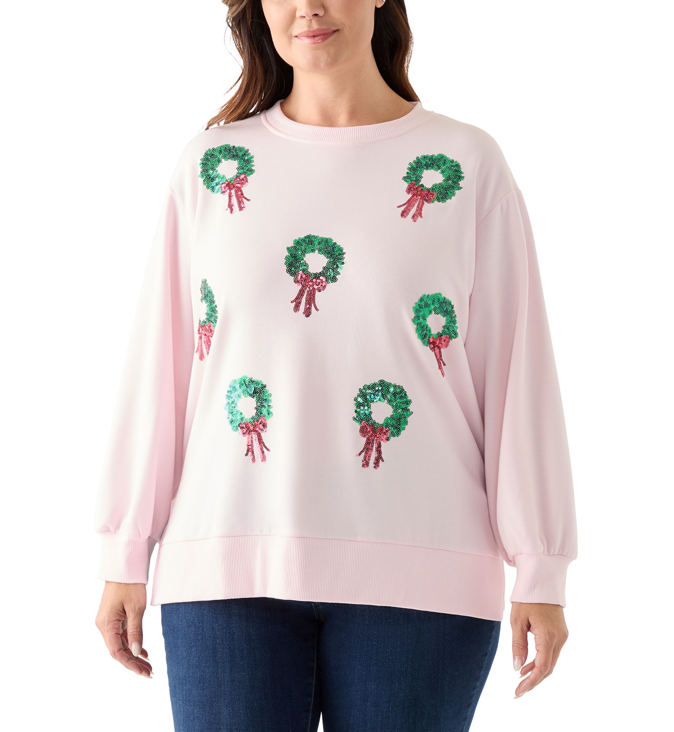 Plus Size Holiday Sequin Sweatshirt