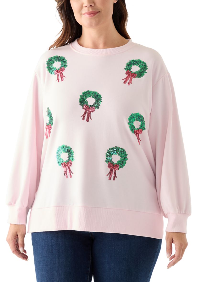 Plus Size Holiday Sequin Sweatshirt