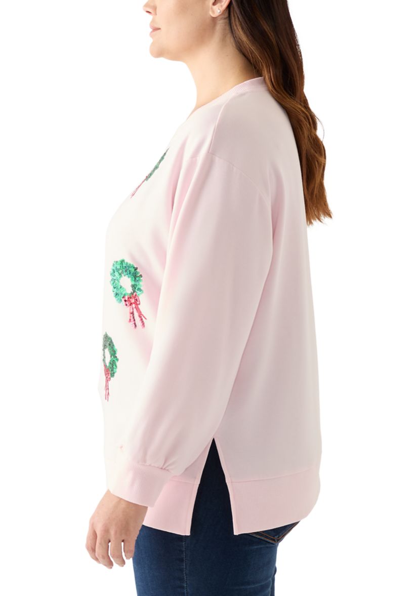 Plus Size Holiday Sequin Sweatshirt