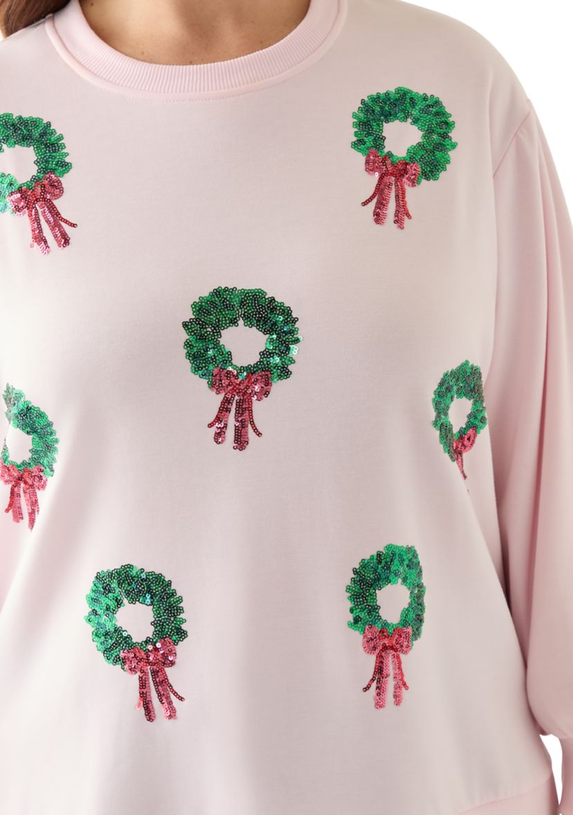 Plus Size Holiday Sequin Sweatshirt