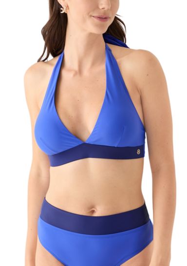 Color Block Banded Halter Swim Top 