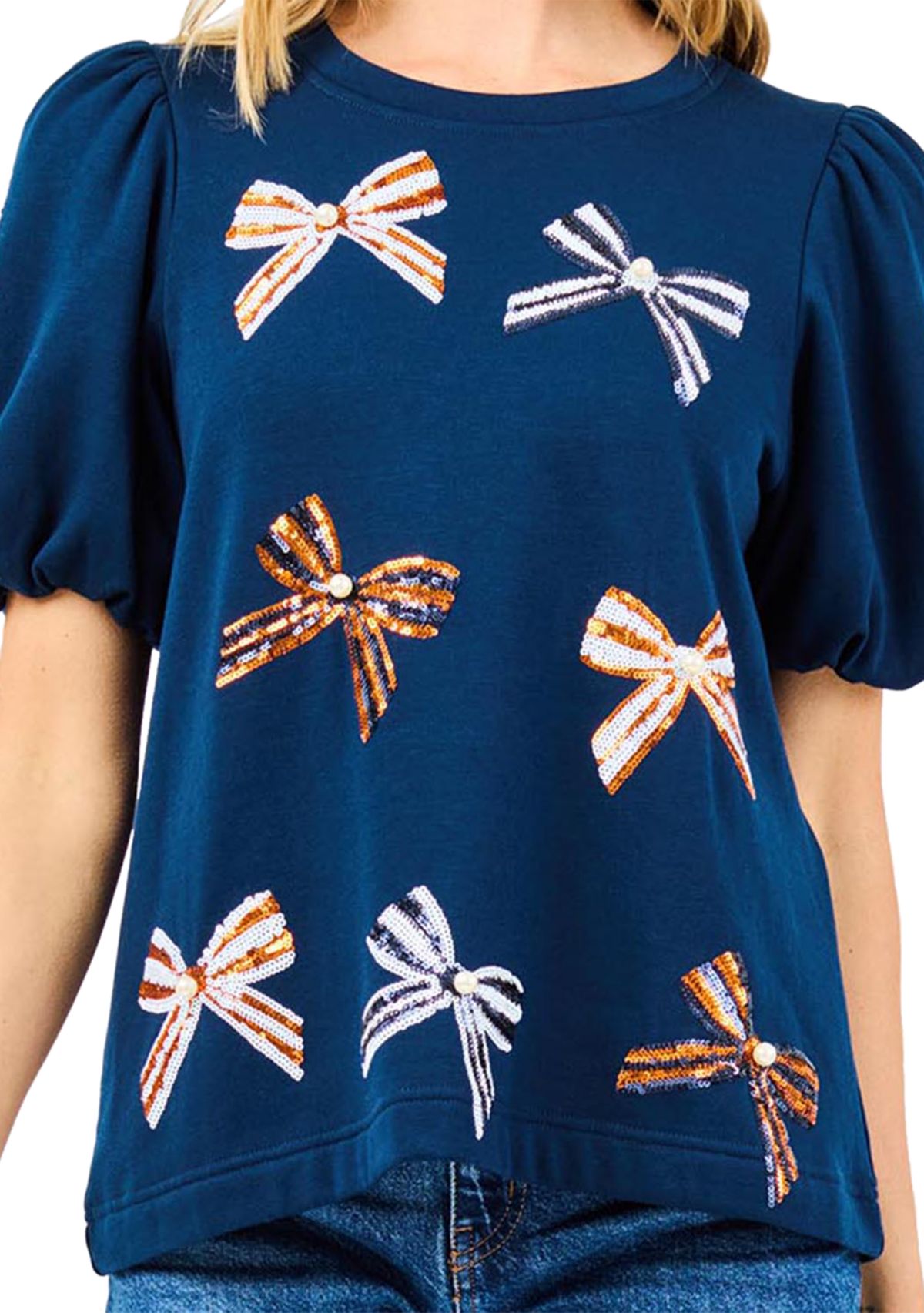 Womens Tina Puff Sleeve Bow Top