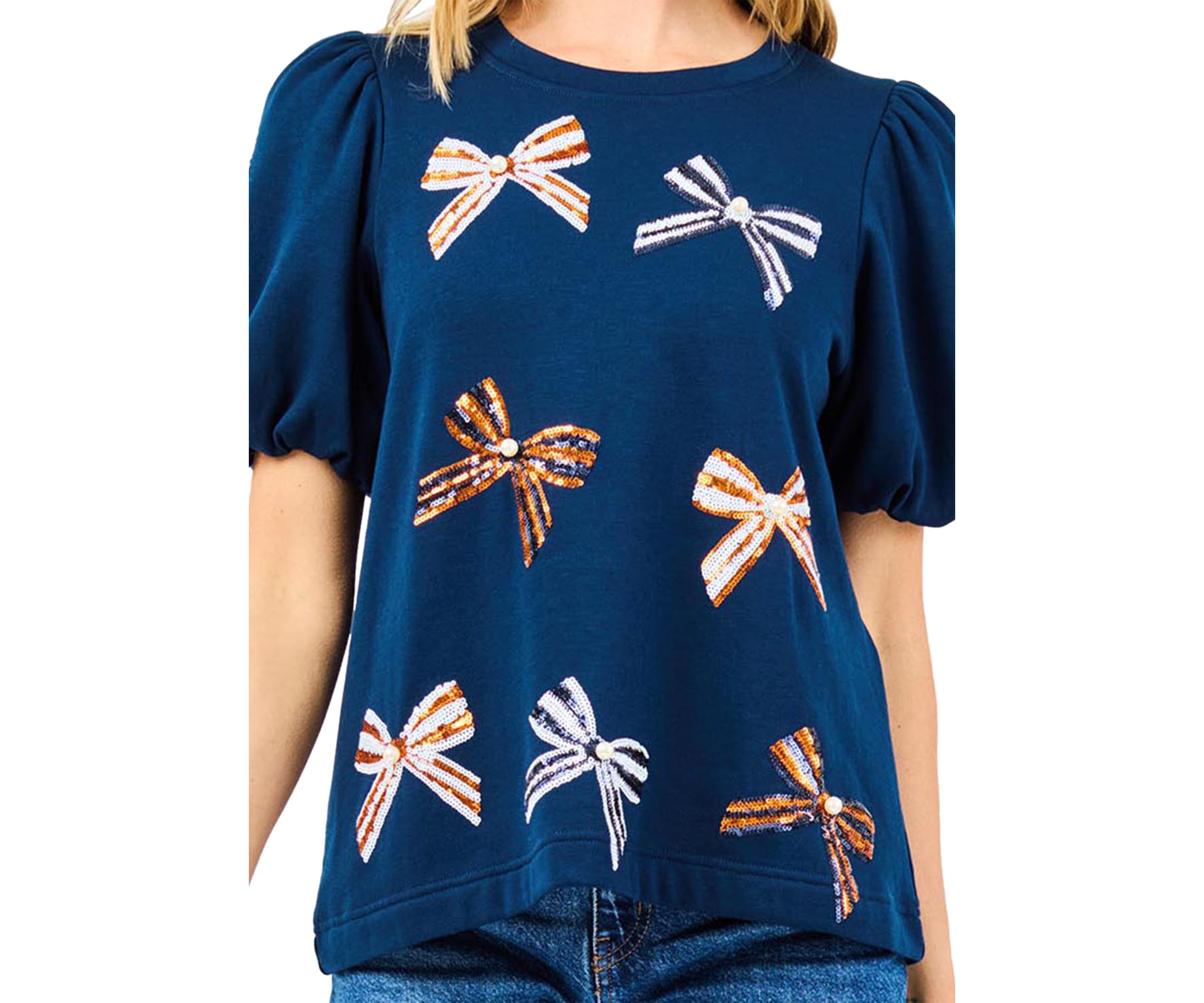 Womens Tina Puff Sleeve Bow Top