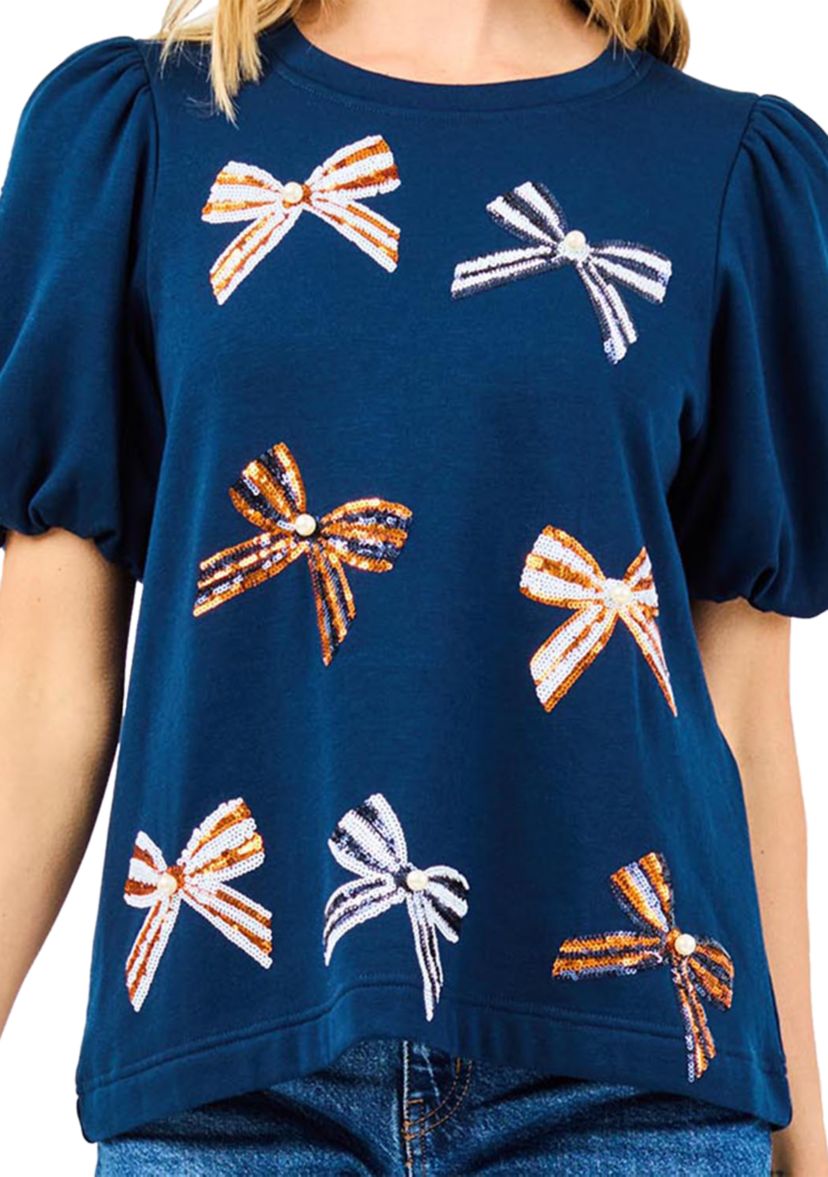 Womens Tina Puff Sleeve Bow Top