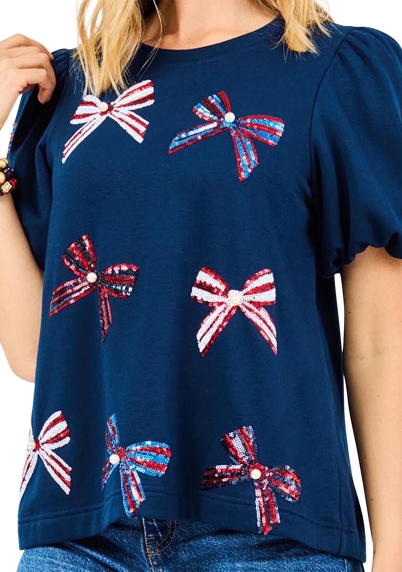 Womens Tina Puff Sleeve Bow Top