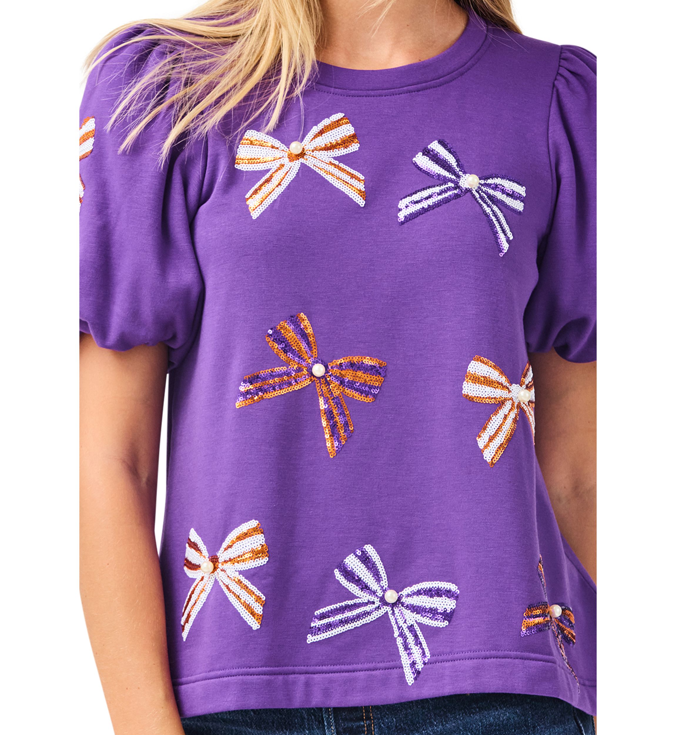 Womens Tina Puff Sleeve Bow Top
