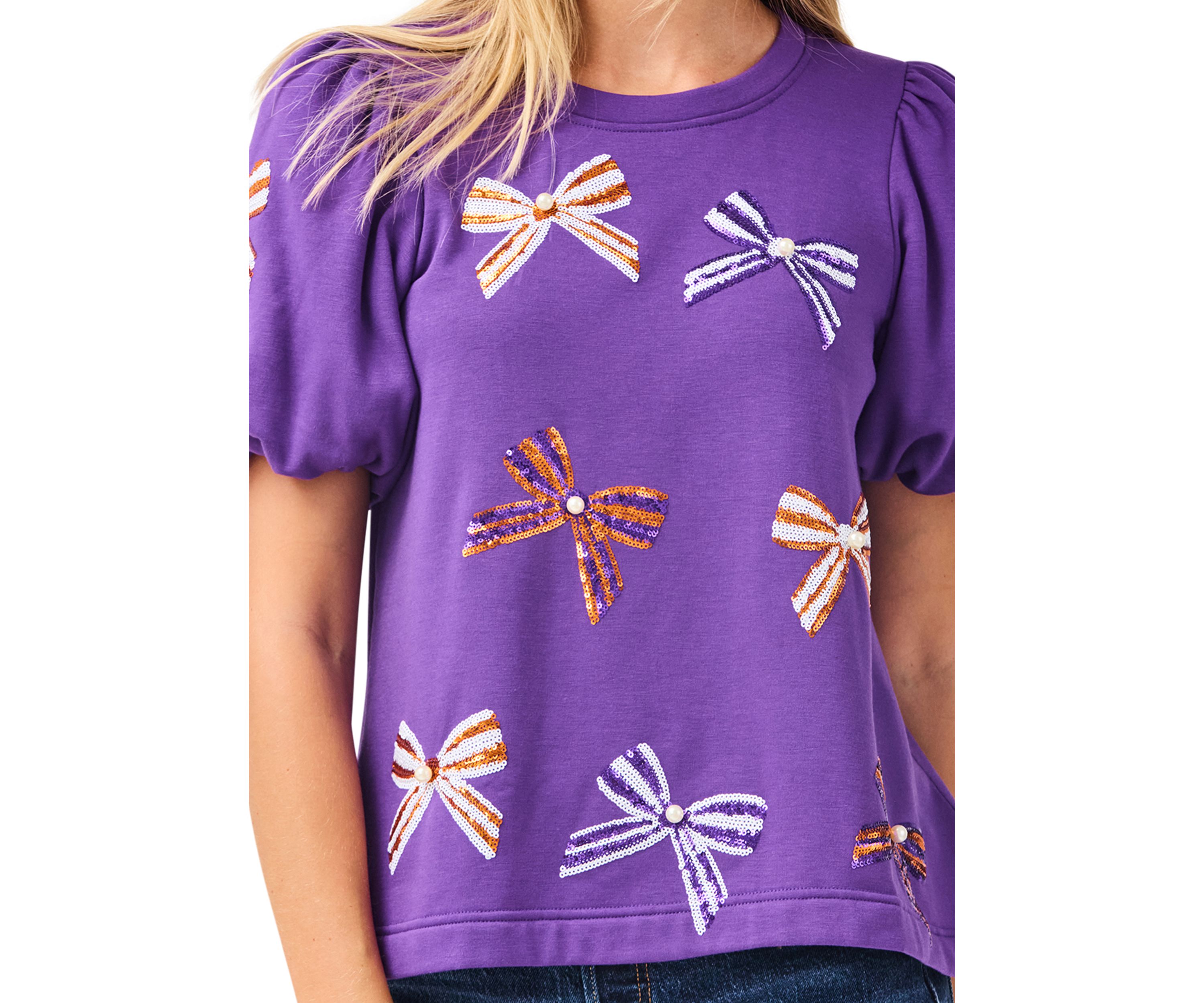 Womens Tina Puff Sleeve Bow Top