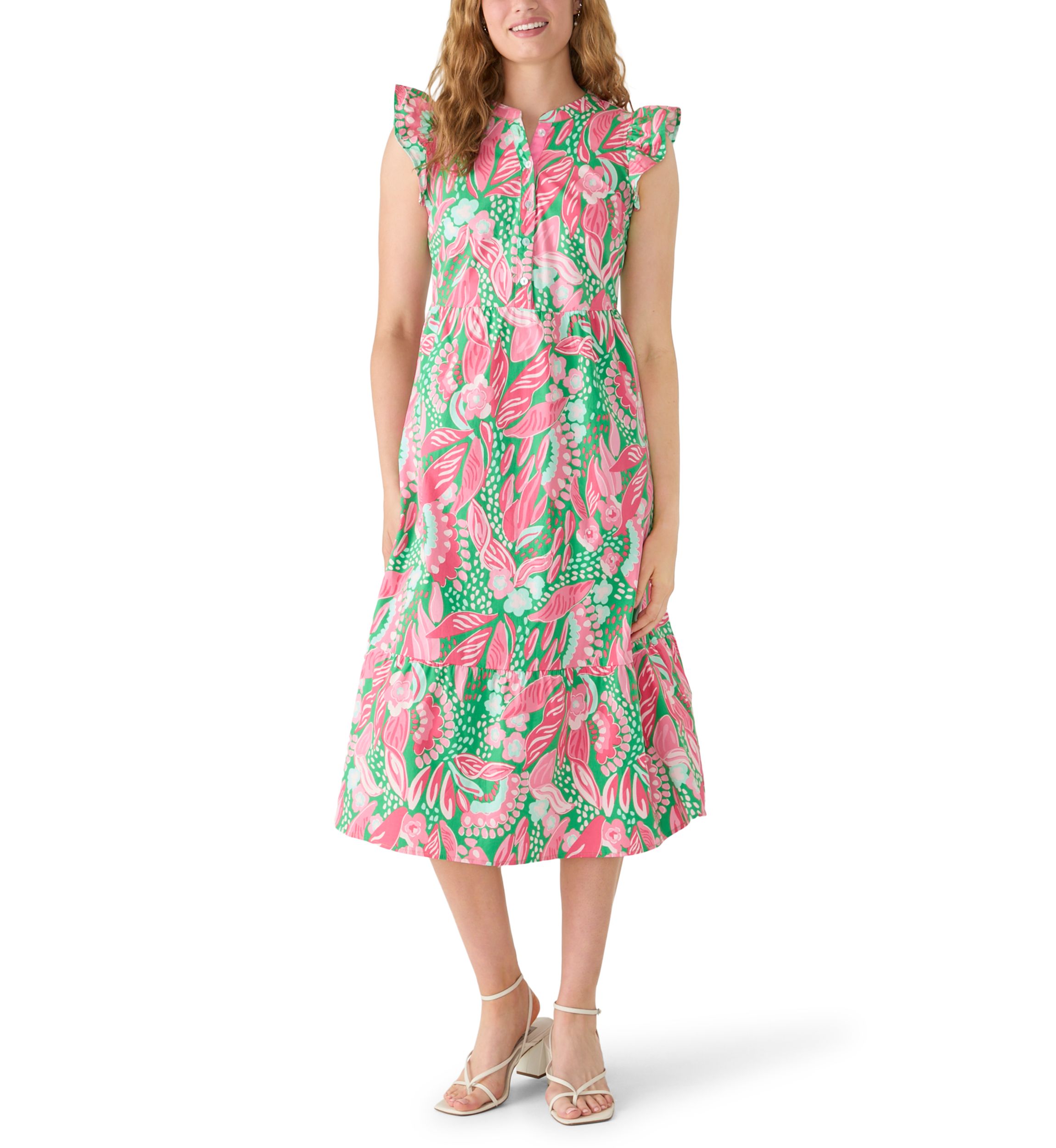 belk pink and green dress Springing into new styles with @Belk! GRWM as I style this adorable floral  dress from the Society Social x Crown & Ivy Collection from some new and  long time faves. The Charlotte Dress is so fun and