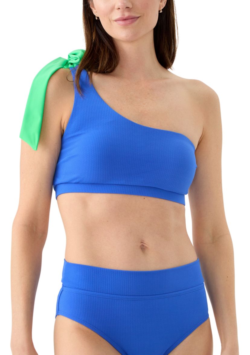 Solid One Shoulder Bikini Swim Top 