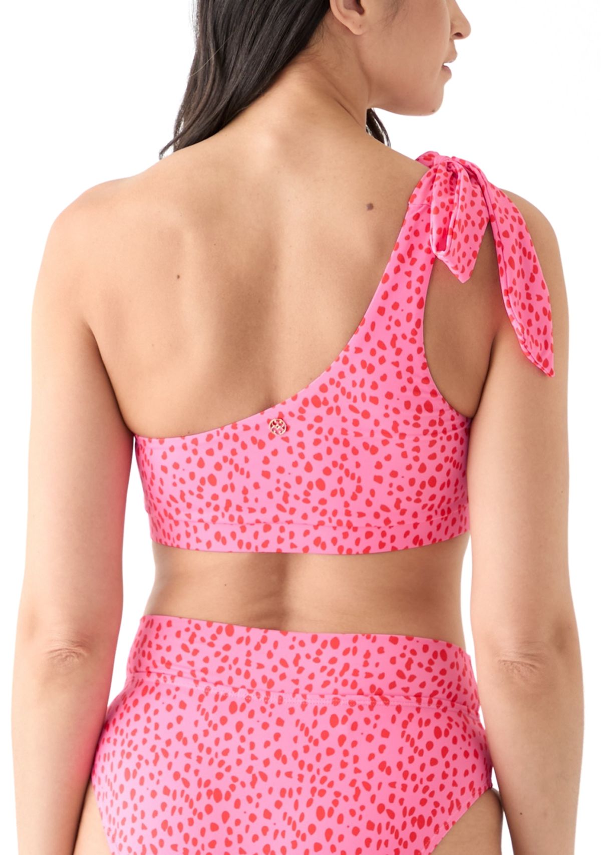 Wild Dot One Shoulder Banded Swim Top
