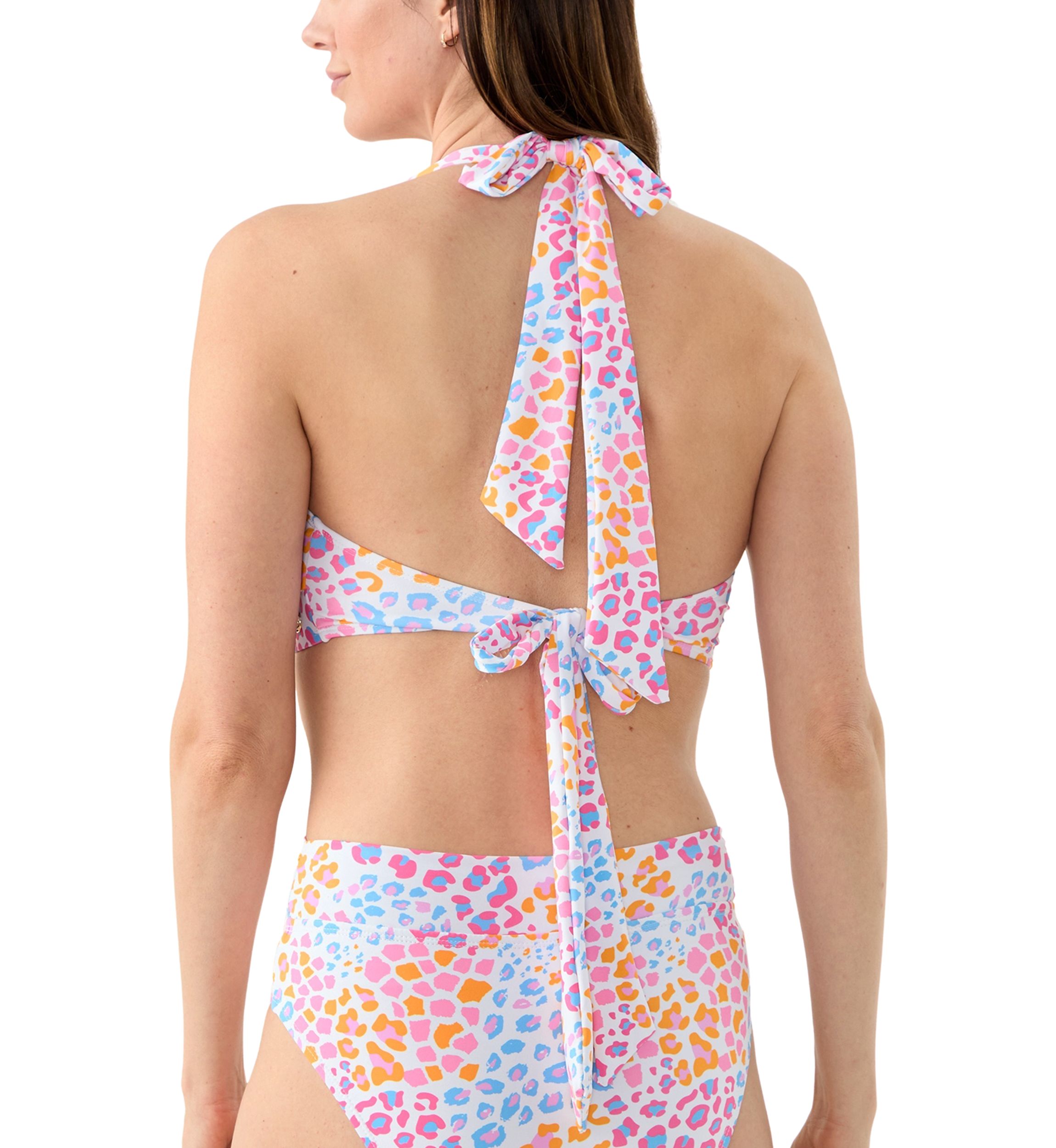 Womens Wild Safari Banded Halter Bikini Swim Top