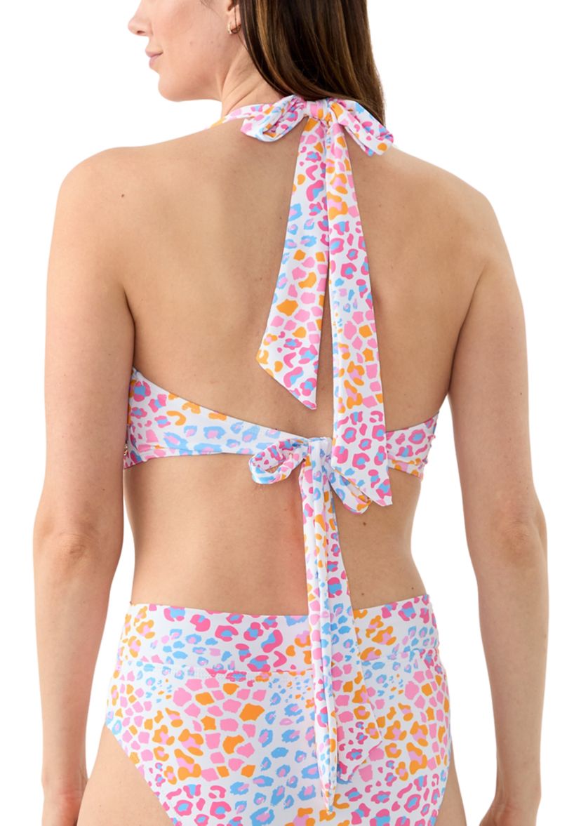 Womens Wild Safari Banded Halter Bikini Swim Top