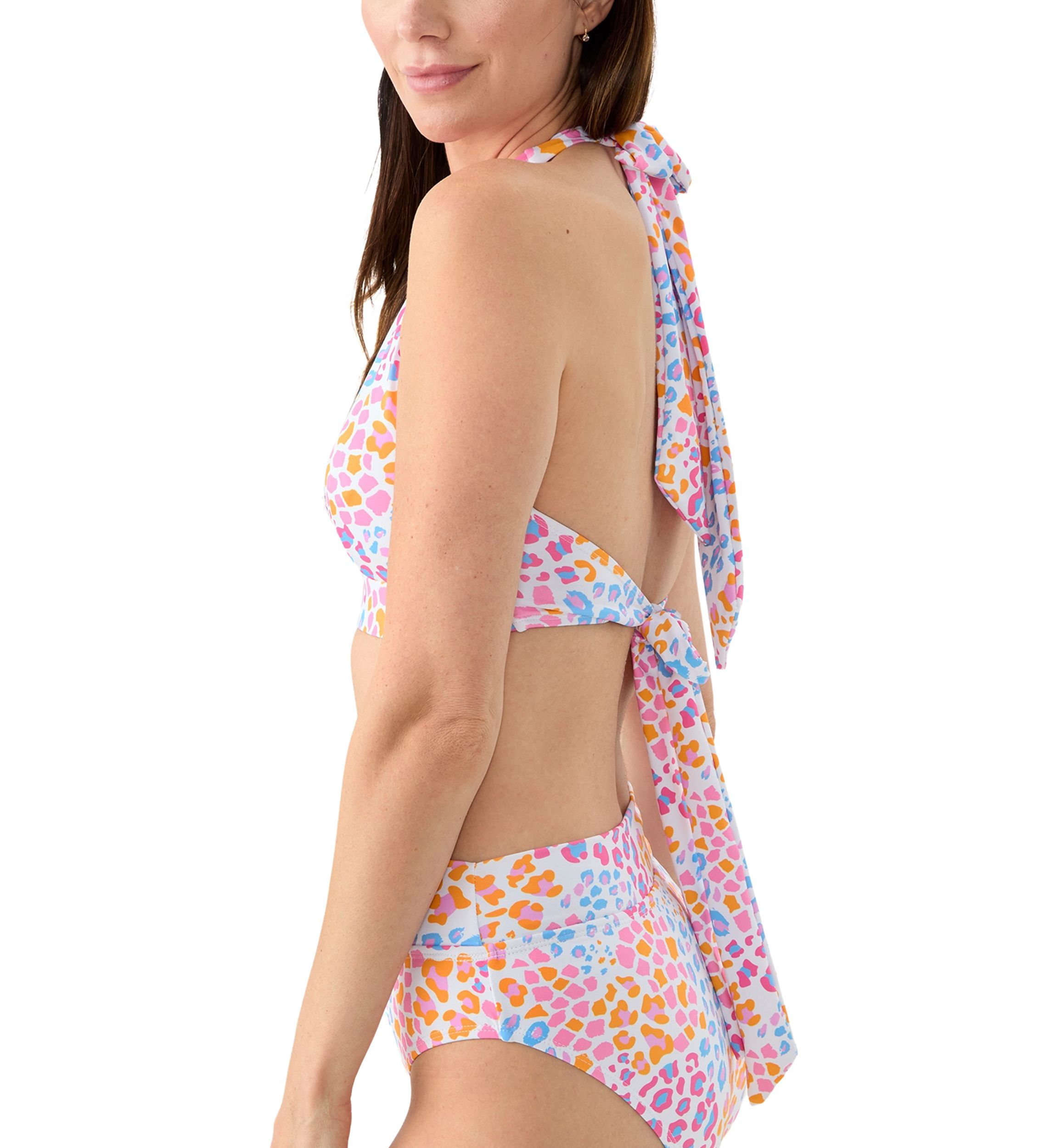 Womens Wild Safari Banded Halter Bikini Swim Top
